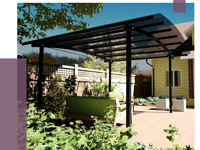 Навесы для террасы в Белове от 13845 руб. под ключ | ПРОЛЁТ-Блв