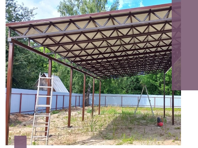 Односкатные навесы под ключ в Белове — изготовление и монтаж