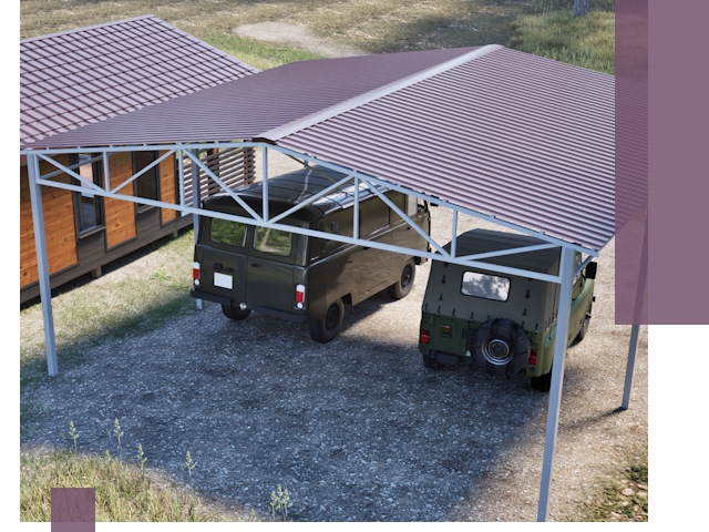 Двускатные навесы под ключ в Белове — изготовление и монтаж